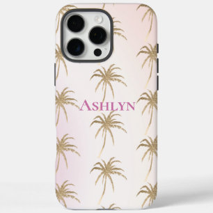 Blush Pink Gold Tropical Palm Trees   iPhone 16 Pro Max Case