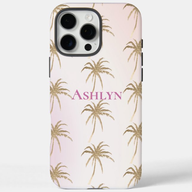 Blush Pink Gold Tropical Palm Trees   Case-Mate iPhone Case (Back)