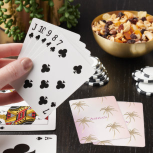 Blush Pink Gold Tropical Palm Trees Playing Cards