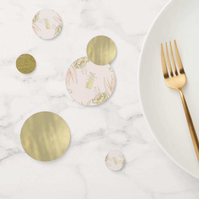 Blush Pink Gold Tropical Pineapple Botanical Party Confetti (Group)