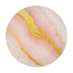Blush Pink Gold Veined Marble Cutting Board