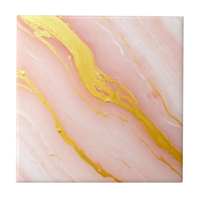 Blush Pink Gold Veined Marble Tile (Front)