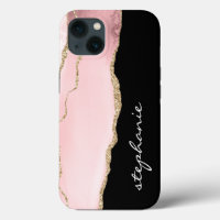 Blush Pink Gold Watercolor Agate Personalised