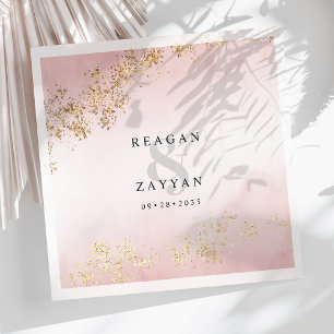 Blush Pink & Gold Wedding Napkin