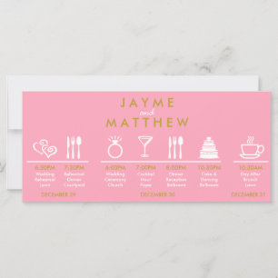 Blush Pink Gold Wedding Timeline Welcome Bag Note