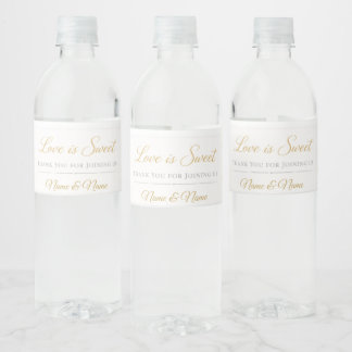 Blush Pink & Gold Wedding Water Bottle Label –🤍  
