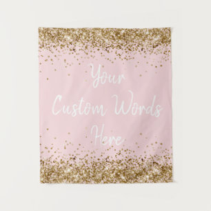 Blush Pink Gold & White Birthday Party Photo Booth Tapestry
