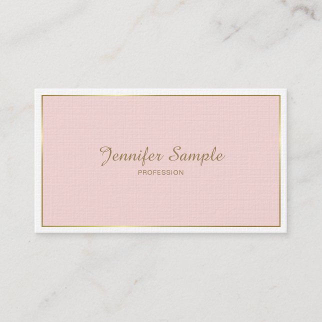 Blush Pink Gold White Modern Elegant Trendy Luxury Business Card (Front)