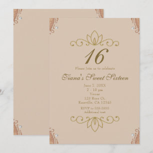 Blush Pink & Gold White Pearl Elegant Invitations