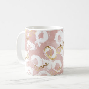 Blush Pink Gold White XOXO Love Coffee Mug