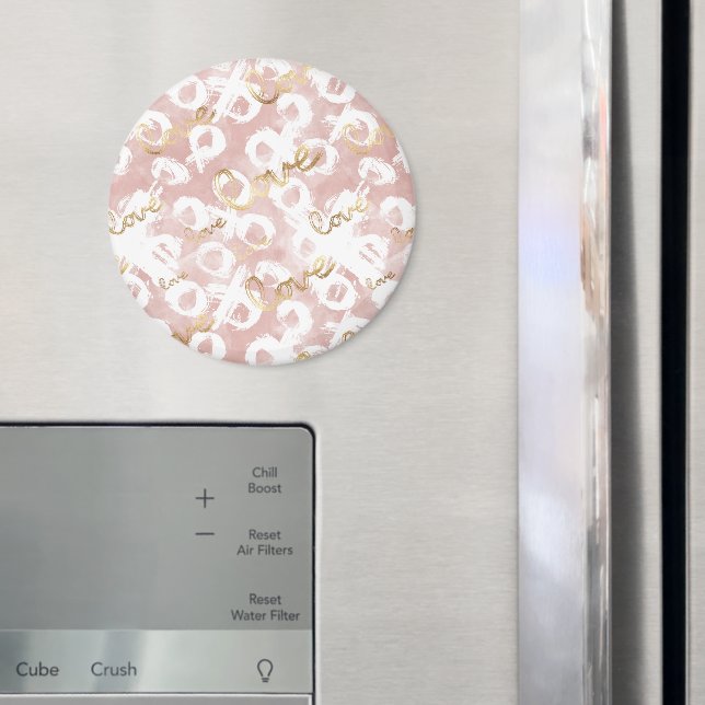 Blush Pink Gold White XOXO Love Magnet (In Situ (Fridge))