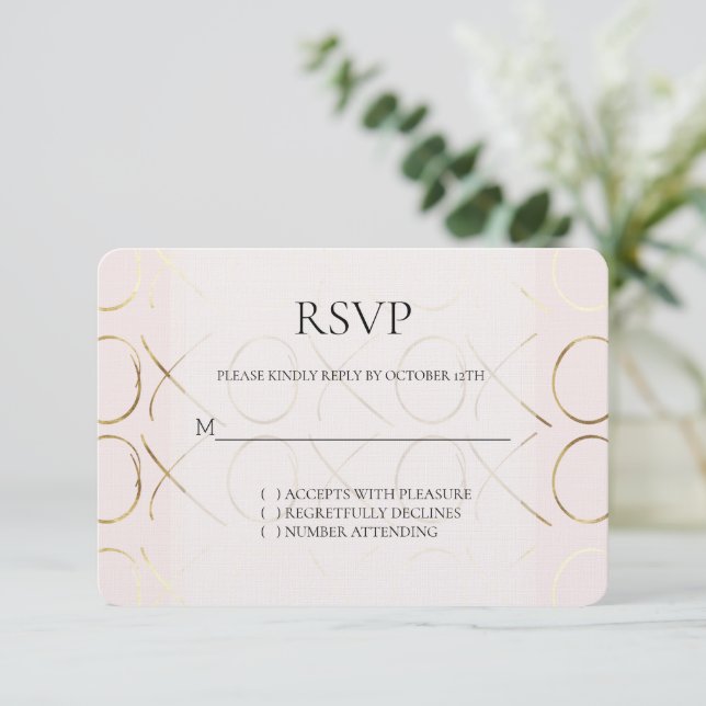 Blush Pink Gold XOXO Love Wedding RSVP (Standing Front)