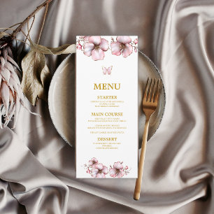 Blush Pink Golden Flora Quinceañera Menu