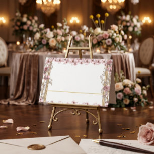 Blush Pink Golden Floral Quinceañera Place Card