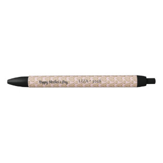 Blush Pink Golden Hearts Mother's Day Black Ink Pen