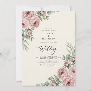 Blush Pink Graceful Botanical Wedding Invitation