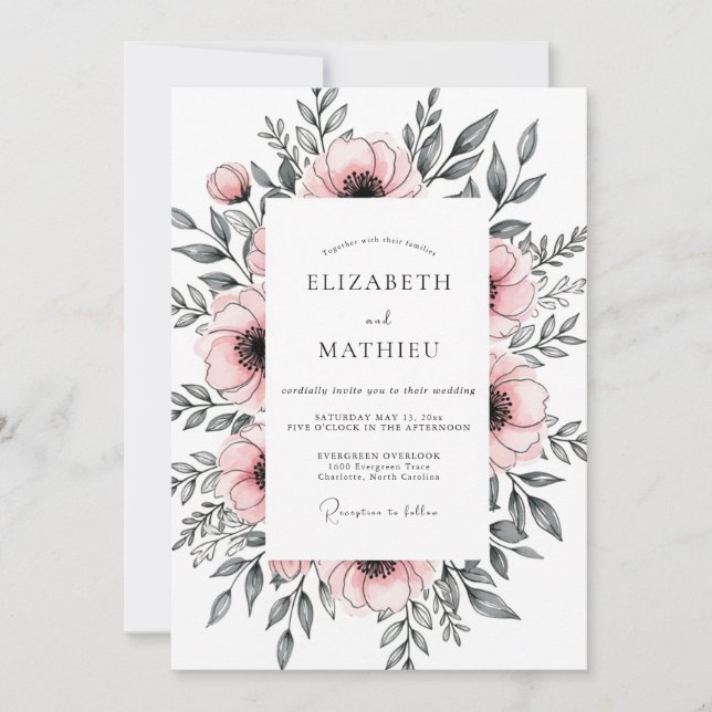Blush Pink Gracious Spring Wedding Invitation (Front)
