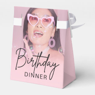 Blush Pink Gradient Photo Birthday Dinner Favour Box