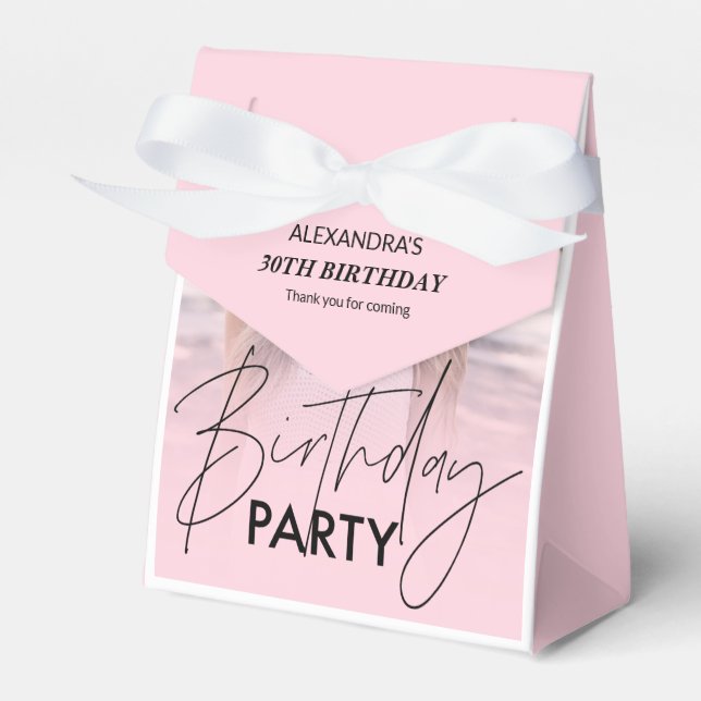 Blush Pink Gradient Photo Birthday Favour Box (Front Side)
