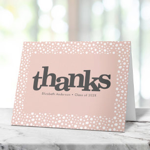 Blush pink graduation bold modern typography thank you card