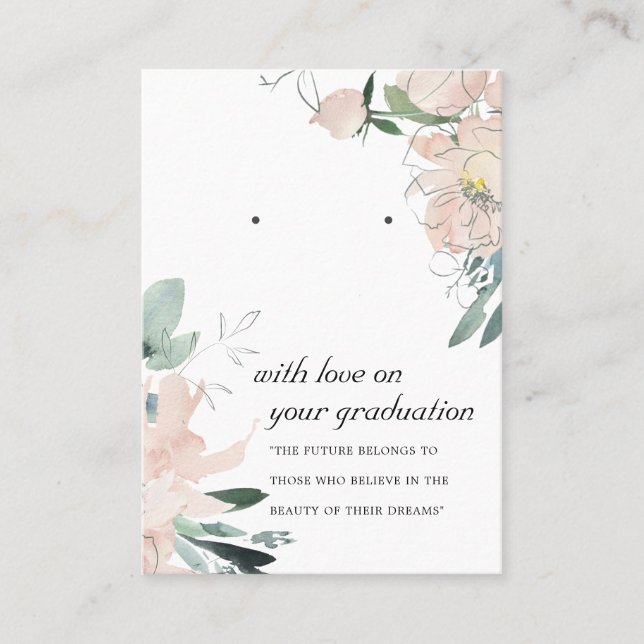 BLUSH PINK GRADUATION FLORAL EARRING DISPLAY CARD (Front)