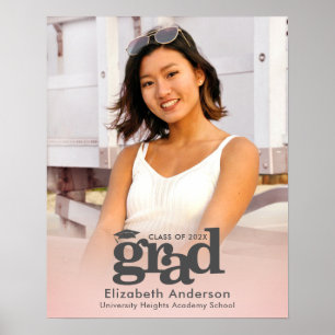 Blush Pink Graduation Photo Bold Typography Modern Poster