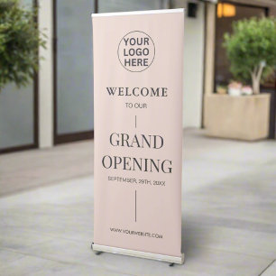 Blush Pink Grand Opening Welcome Promotion Retractable Banner