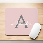 Blush Pink Gray Girly Script Monogram Name Modern Mouse Mat<br><div class="desc">Blush and Pink Gray Monogram Add Your Own Name Mousepad (Mouse Pad). This makes the perfect sweet 16 birthday,  wedding,  bridal shower,  anniversary,  baby shower or bachelorette party gift for someone that loves glam luxury and chic styles.</div>