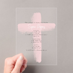 Blush Pink Greek Orthodox Christening Girl Baptism Acrylic Invitations