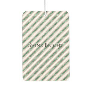 Blush Pink Green Glitter Stripes Christmas   Car Air Freshener