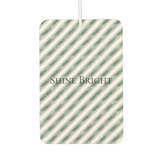 Blush Pink Green Glitter Stripes Christmas Car Air Freshener