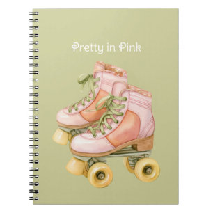 Blush Pink Green Laces Roller Skates Notebook