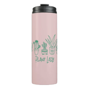 Blush Pink Green Plant Lady Cactus Illustration Thermal Tumbler