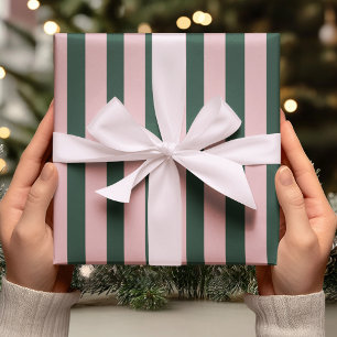Blush Pink & Green Stripe Wrapping Paper