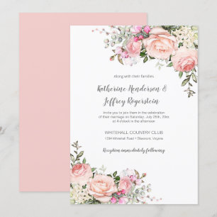 Blush Pink Green Watercolor Floral Wedding Invitat Invitation