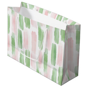 Blush Pink Green White Streaks Birthday Large Gift Bag