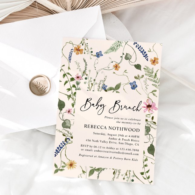 Blush Pink Greenery Baby Brunch Shower Invitation (Creator Uploaded)