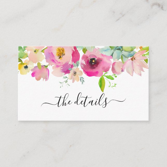 Blush Pink Greenery Boho Floral Wedding Details En Enclosure Card (Front)