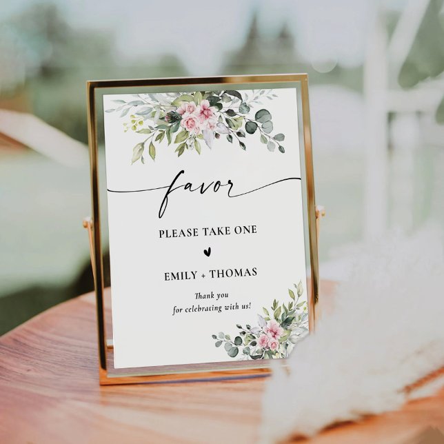 Blush Pink Greenery Bridal Shower Favour Sign (Creator Uploaded)
