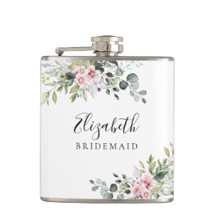 Blush Pink Greenery Bridal Shower Flask