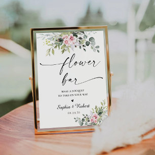 Blush Pink Greenery Bridal Shower Flower Bar Sign
