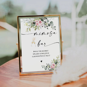 Blush Pink Greenery Bridal Shower Mimosa Bar Sign
