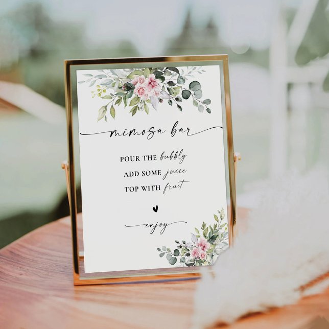 Blush Pink Greenery Bridal Shower Mimosa Bar Sign (Creator Uploaded)