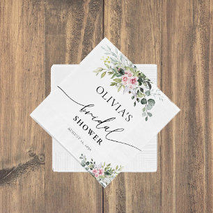 Blush Pink Greenery Bridal Shower Napkins