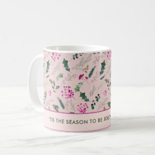 Blush Pink Greenery Custom Message Cute Mug 
