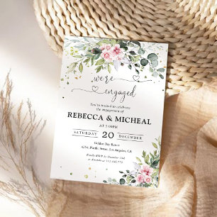 Blush Pink Greenery Engagement Party Invitation