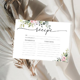 Blush Pink Greenery Large Recipe Card