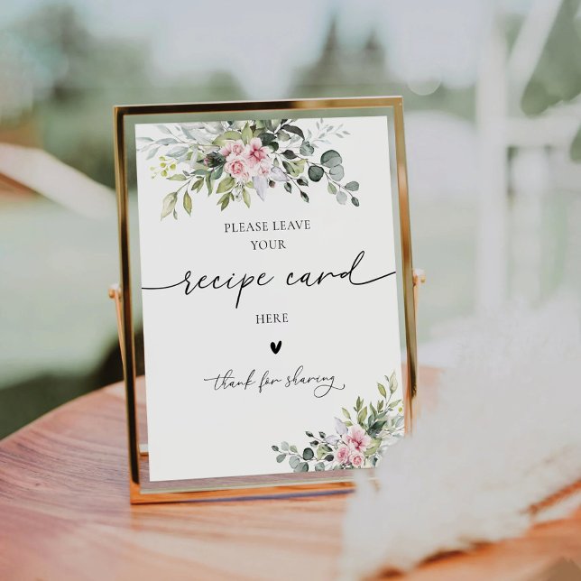 Blush Pink Greenery Recipe Card Sign (Creator Uploaded)