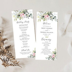 Blush Pink Greenery Wedding Program Programme