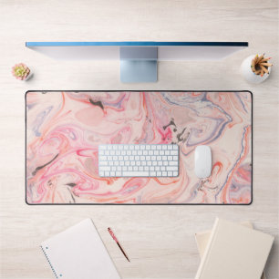 Blush Pink, Grey, and Purple Marbling Desk Mat